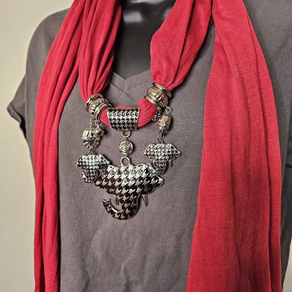 Crimson Tide Jeweled Scarf Houndstooth Elephant